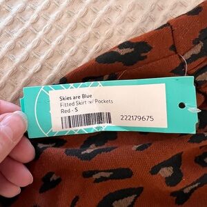 Skies Are Blue Red and Black Animal Print Skirt